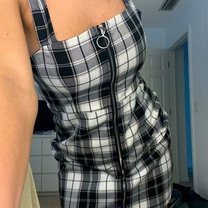 Forever 21 Plaid Overall Dress